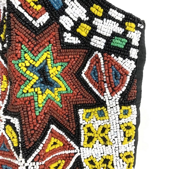 Vintage Southwest Solid Beaded Fringe Silk vest - Picture 8 of 8